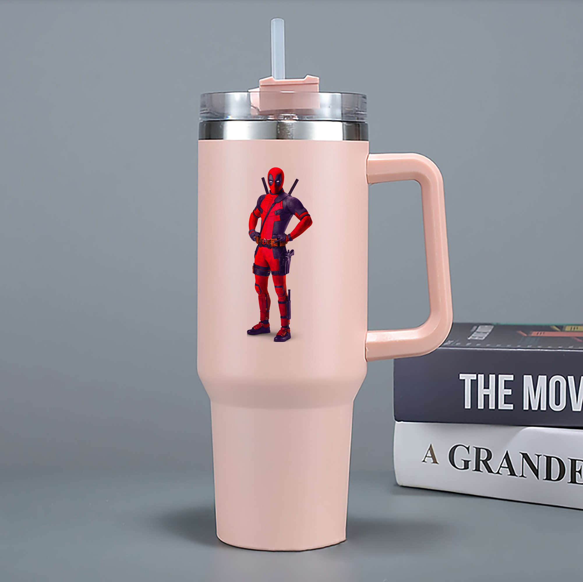 （画像用） Deadpool デッドプール 1200mL車用タンブラー - クリスタルステッカー（プラスチックストロー付き）